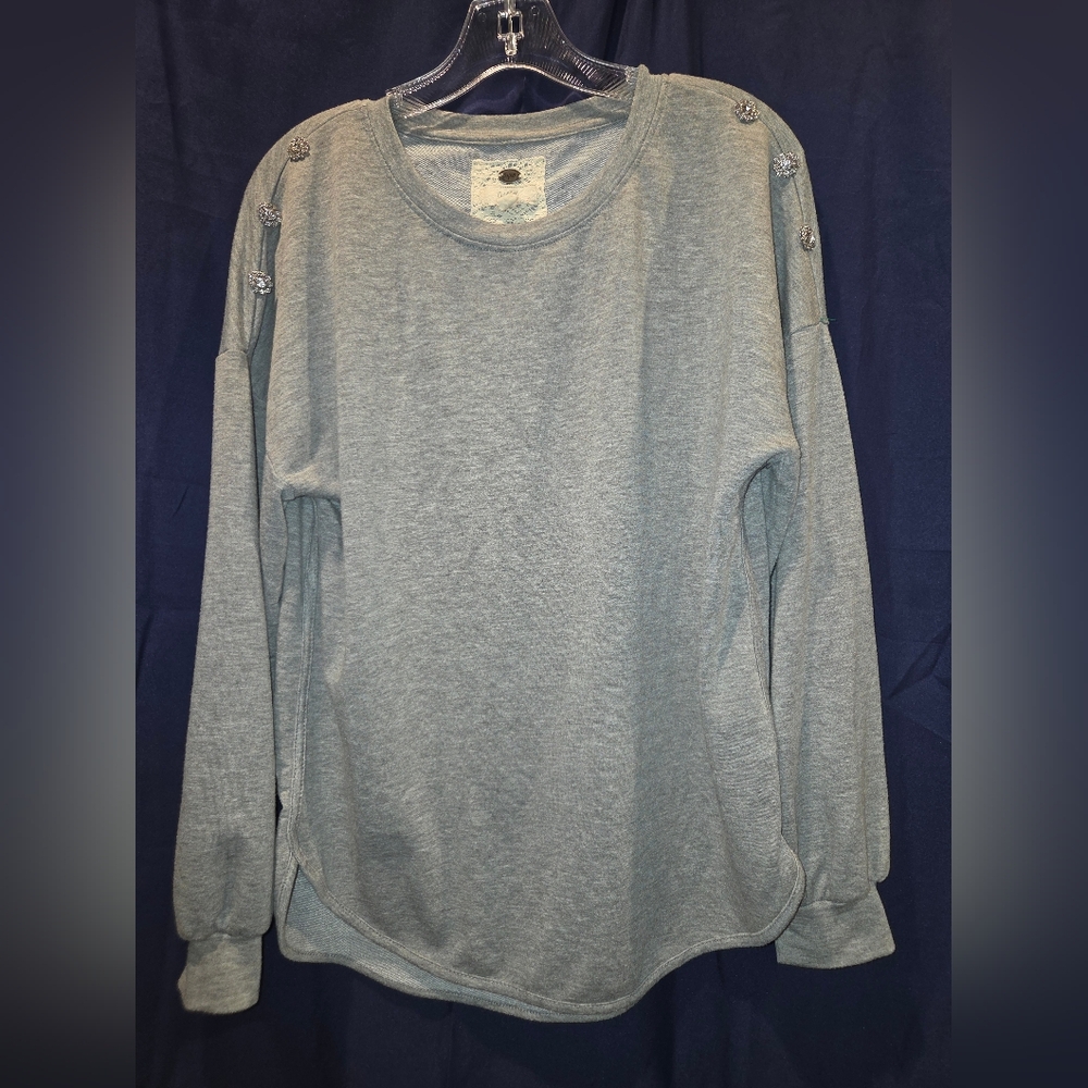 Cupio Gray Bedazzled Sweatshirt